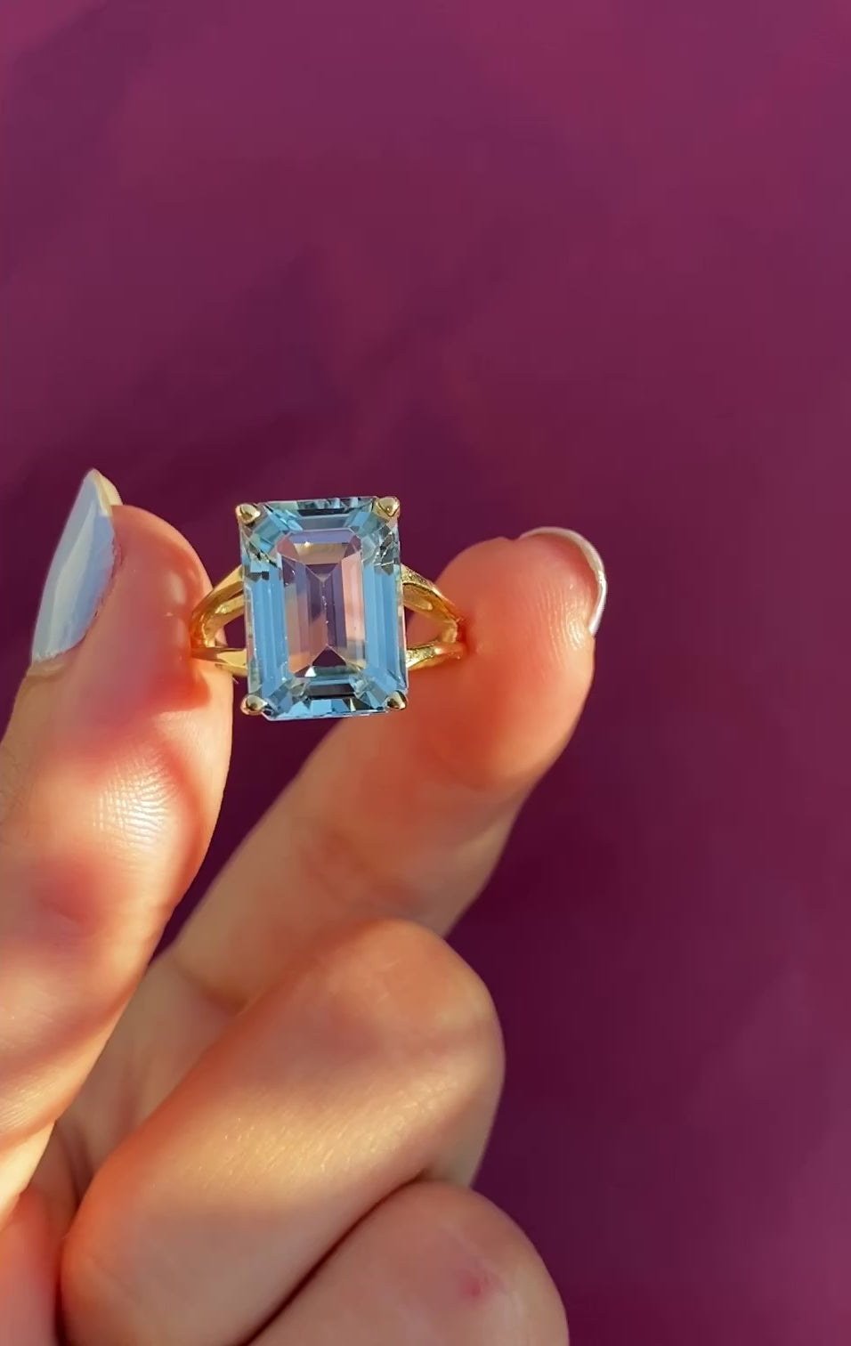 Clear Sky Vintage Blue Topaz Ring in 10k Yellow Gold