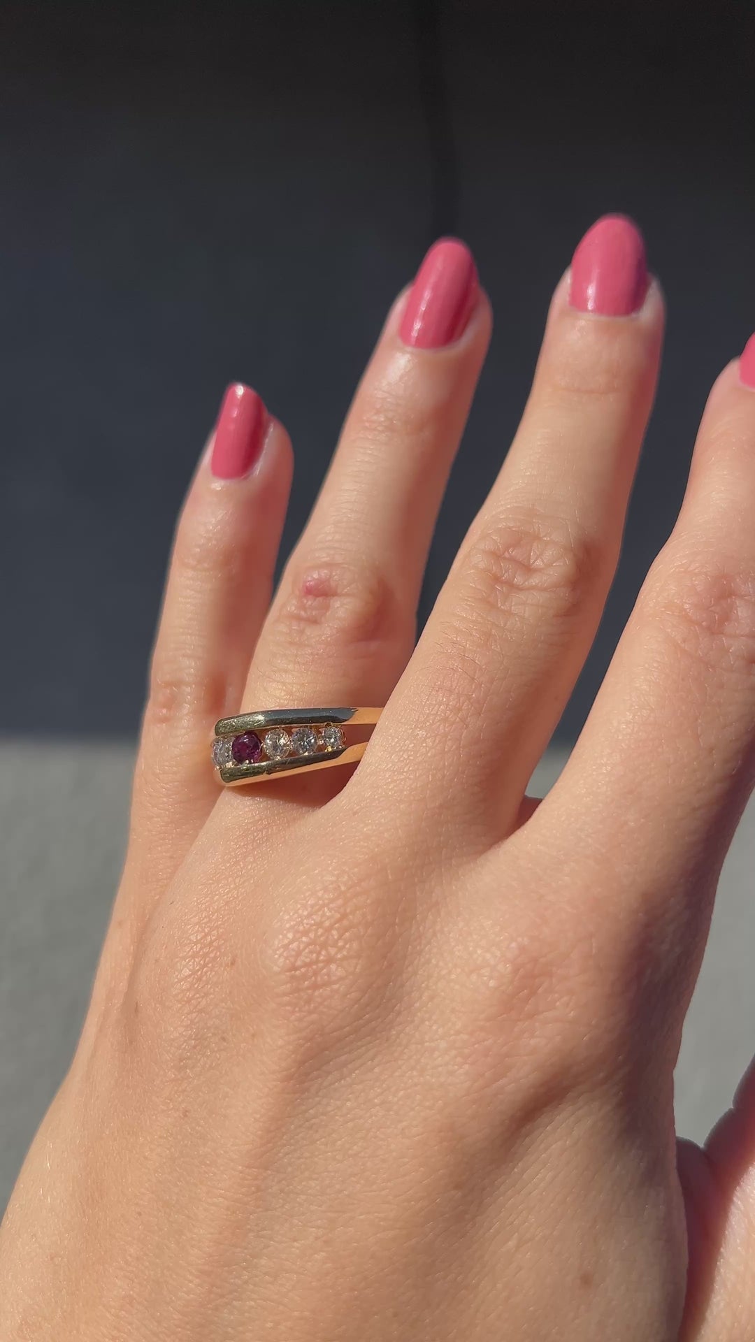 Dazzling Natural Ruby and Diamond Band in 14k Yellow Gold