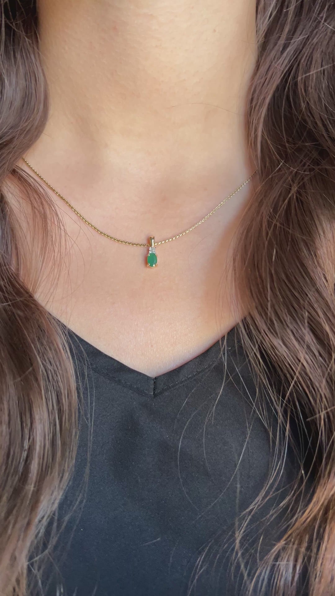 Bloom Emerald and Diamond Pendent in 14k Yellow Gold