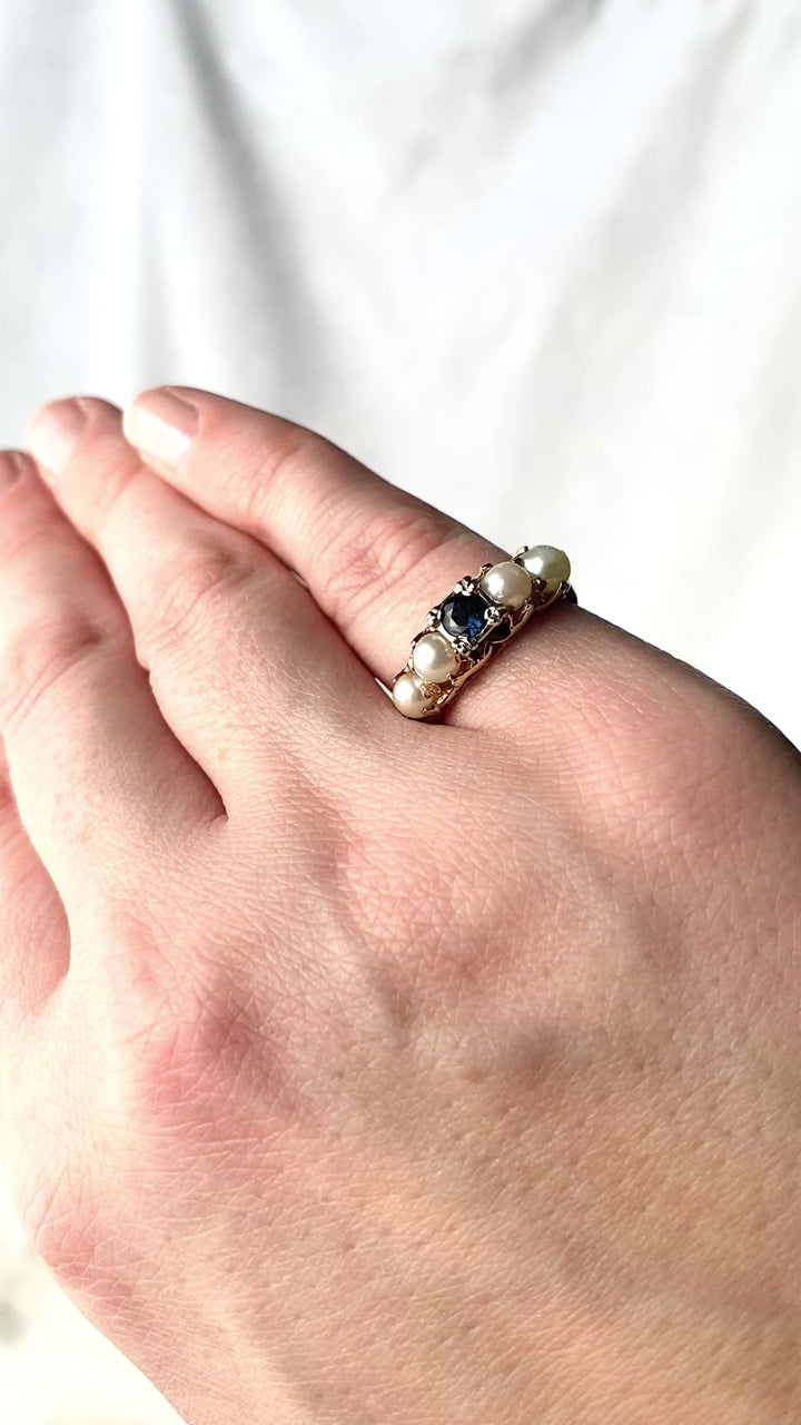 Heart Of The Sea Sapphire and Pearl Ring