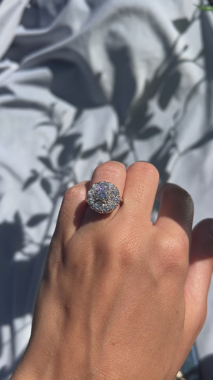 Secret Garden Mid-Century Vintage Diamond Ring in 14k White Gold