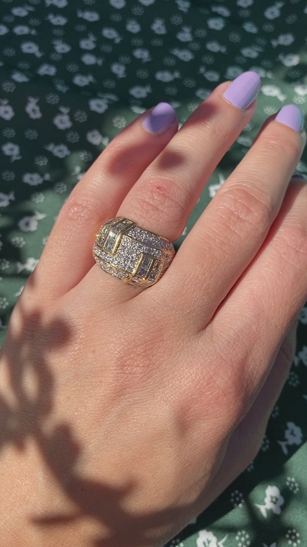 Vintage Natural Diamond Statement Band Set in 18k Yellow Gold 2.00TCW