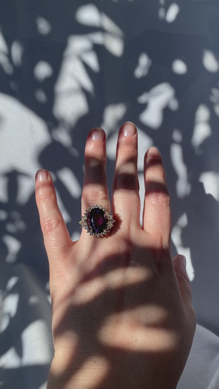 Alluring Amethyst & Diamond 7.11tcw 14k Gold Vintage Ring