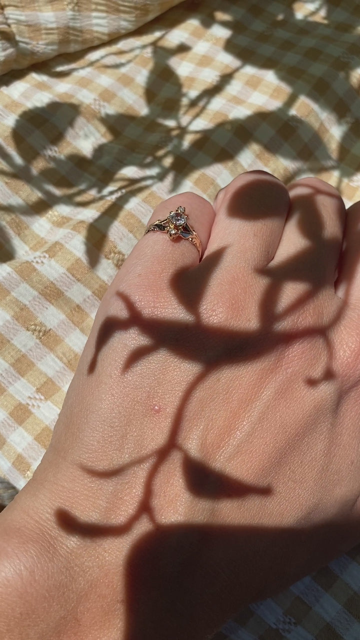 Golden Hour Victorian Old Mine Cut Diamond Ring in 10k Rose Gold