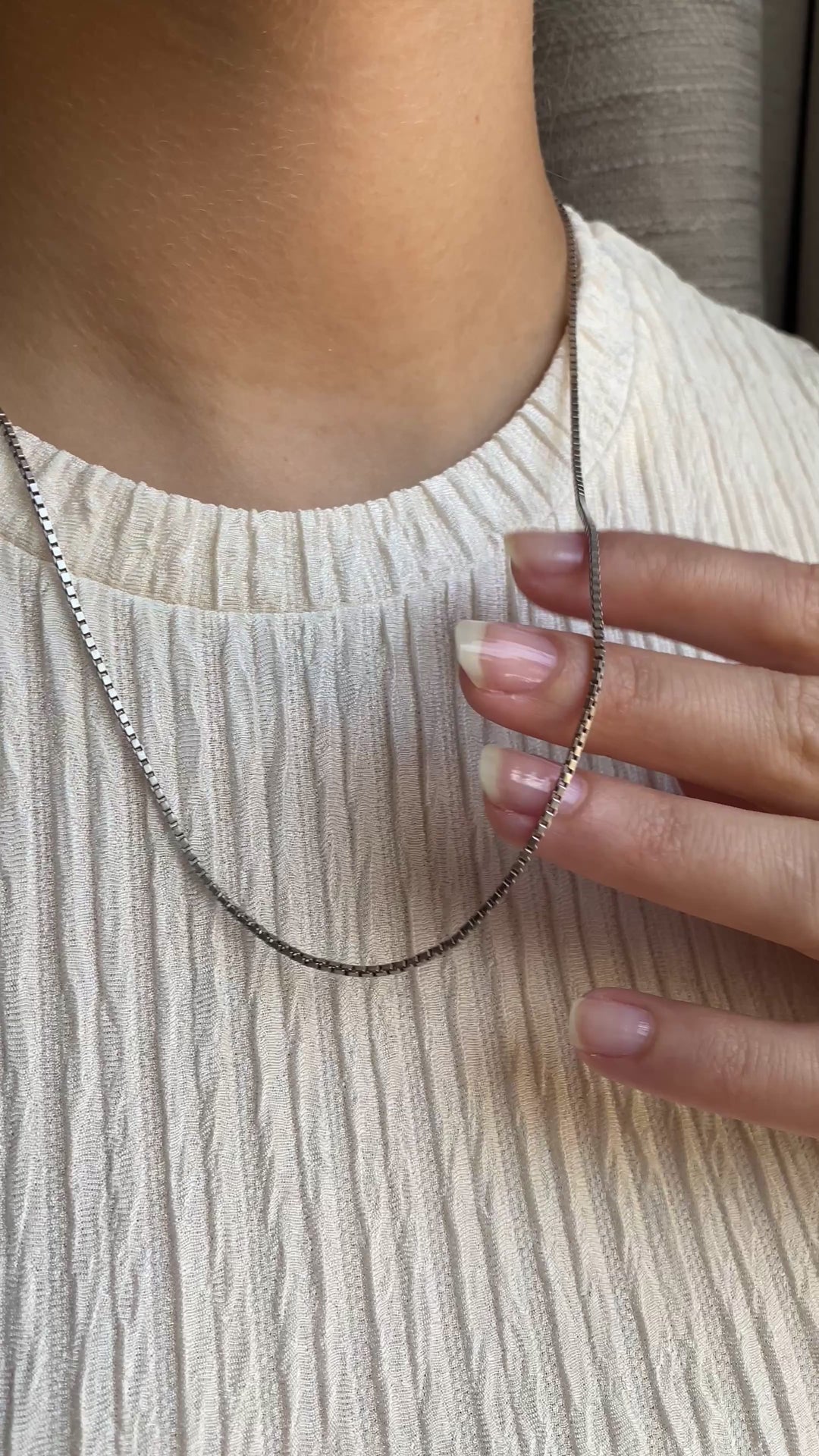 Stunning Box Chain In Solid 14k White Gold 20.75 “