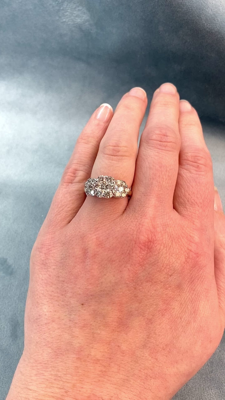 Dazzling Daisy Low Profile 1.50tcw Natural Diamond Ring in 14k Yellow Gold