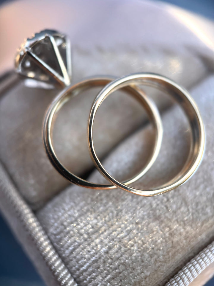 Vintage 1/2 Carat Diamond Textured Gold Set