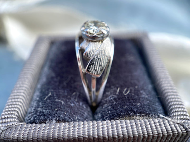 Bright Vintage 1980's Diamond Solitaire in 14k White Gold