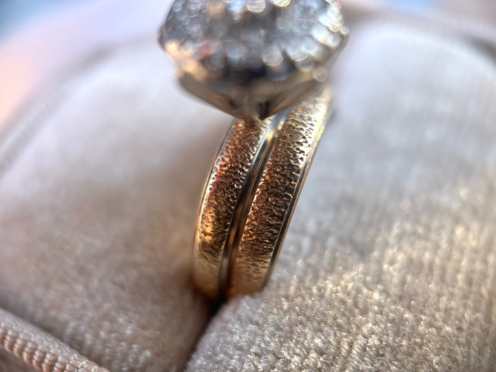 Vintage 1/2 Carat Diamond Textured Gold Set