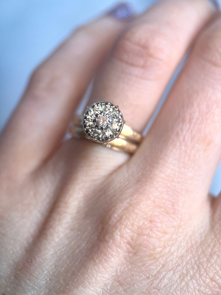 Vintage 1/2 Carat Diamond Textured Gold Set