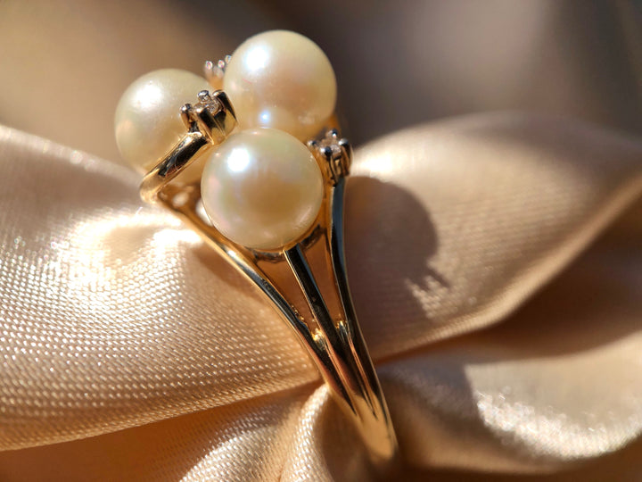 Diamonds are a Pearl's Best Friend 14k Yellow Gold Ring