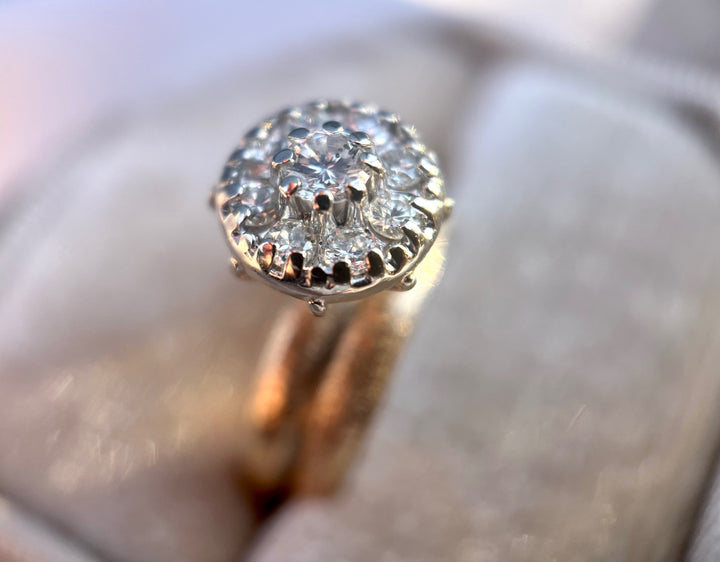 Vintage 1/2 Carat Diamond Textured Gold Set