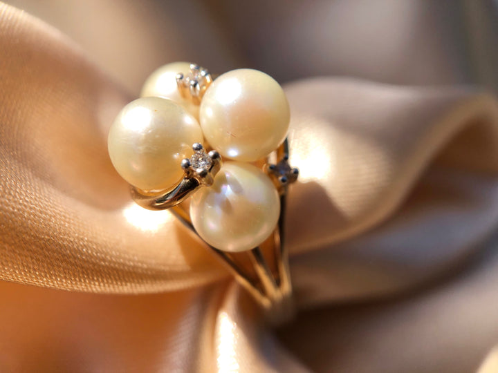 Diamonds are a Pearl's Best Friend 14k Yellow Gold Ring