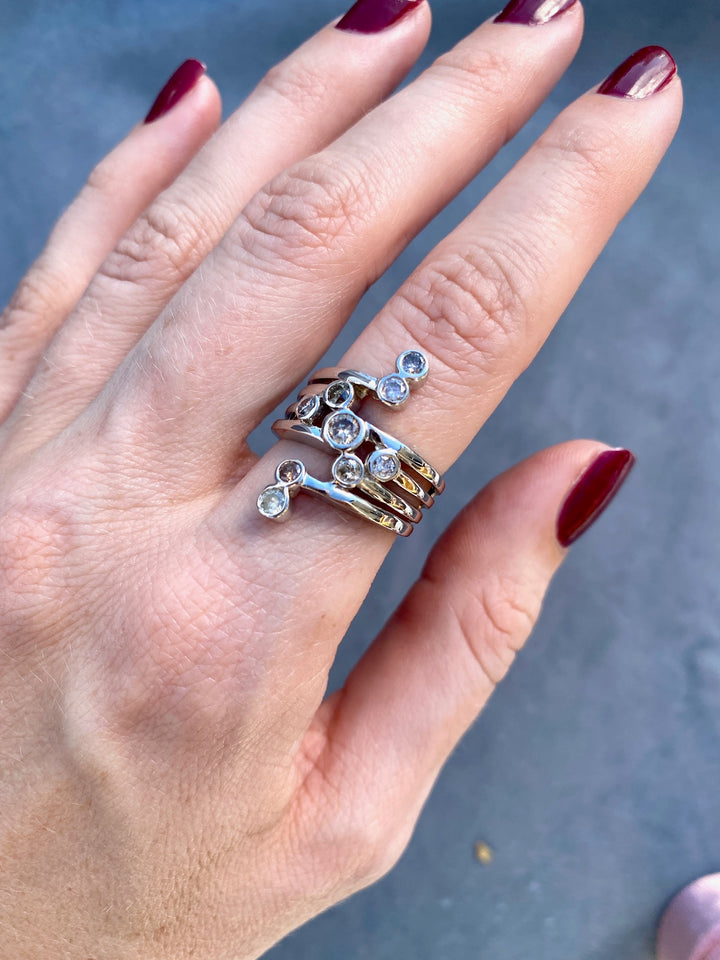 Over 3/4ctw Multi-hue Diamond Ring in 14k White Gold