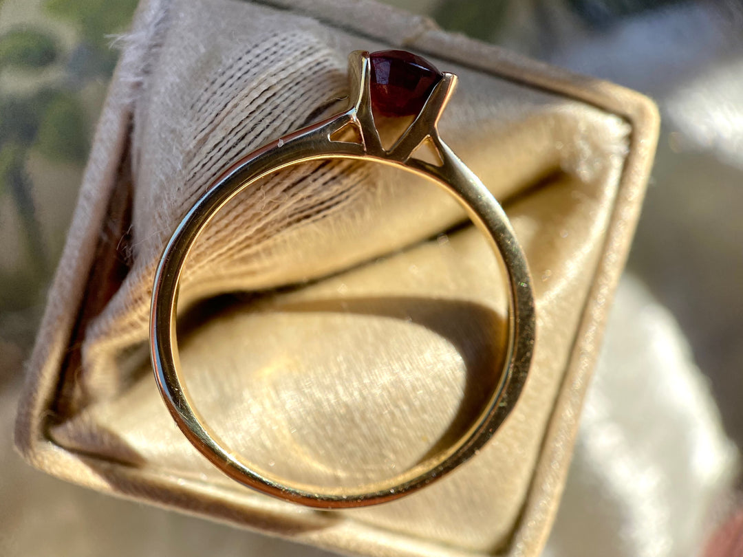 Semi-Bezel Minimalistic Set Ruby Solitaire Ring in 14k Gold