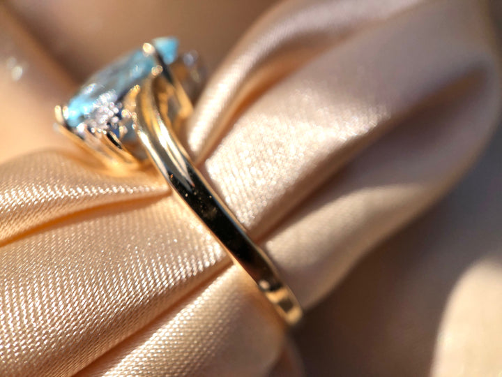 Oceana Blue Topaz Ring with Diamond Accents in 14k Yellow Gold