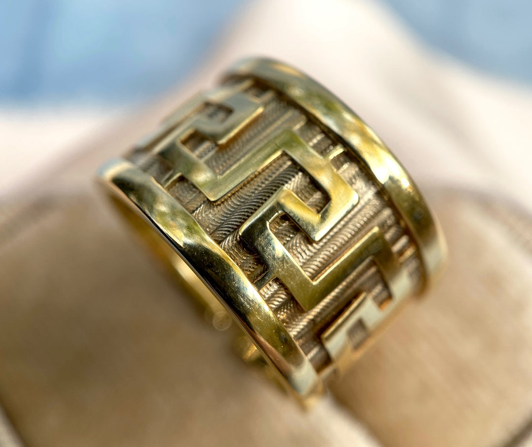 Greek Key Ring in 14k Yellow Gold